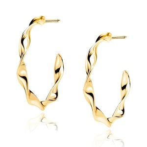 Cercei argint placati cu aur galben Twisted Circles DiAmanti Z1871EG-DIA (Argint 925‰ 2,3 g.)